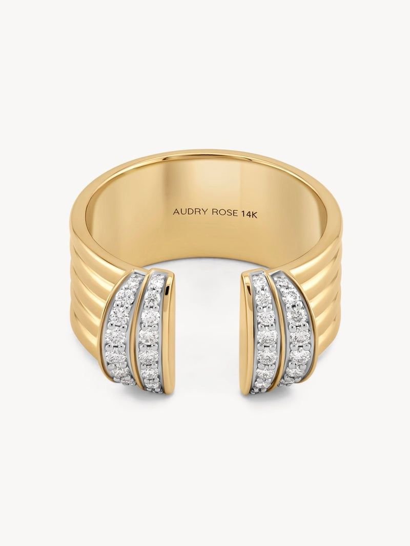 Large Diamond Tiered Cuff Ring