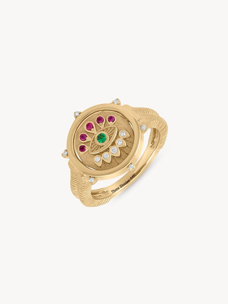 Hamsa and Evil Eye Double Sided Flip Ring