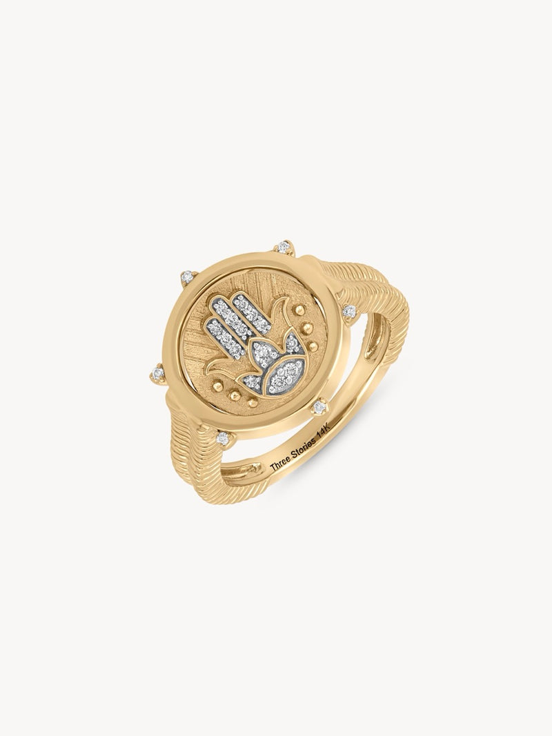 Hamsa and Evil Eye Double Sided Flip Ring