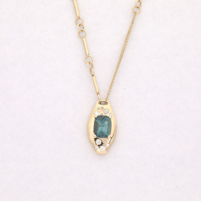 Teal Tourmaline Slipper Necklace - Sample