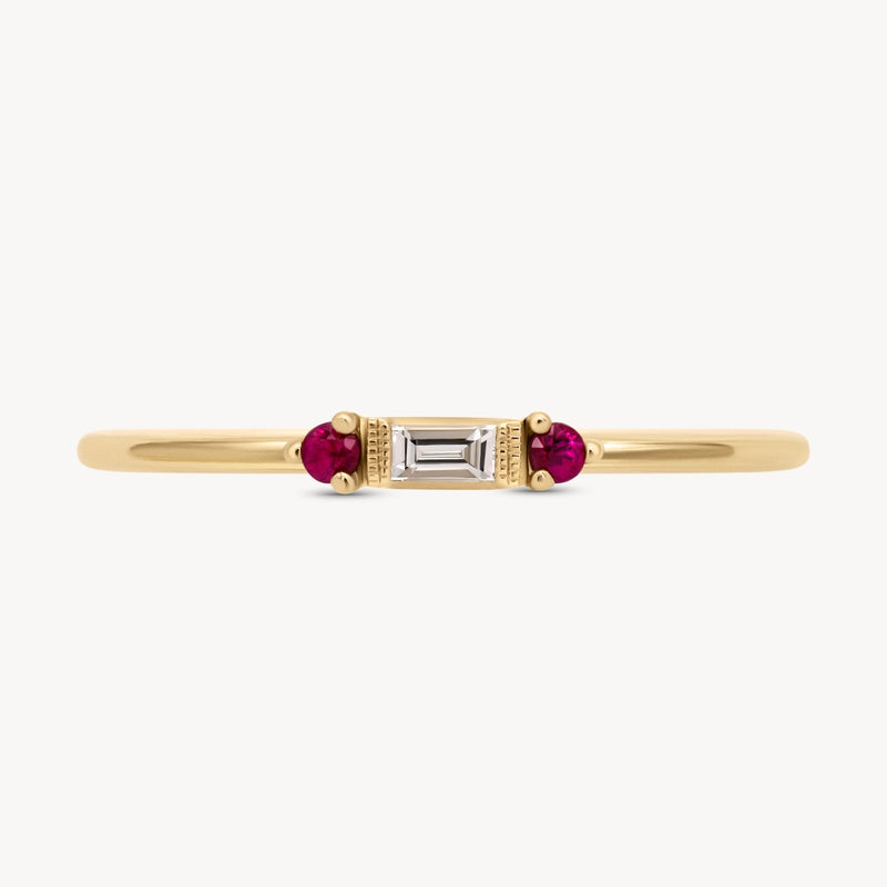 Grand Baguette Diamond Gemstone Ring