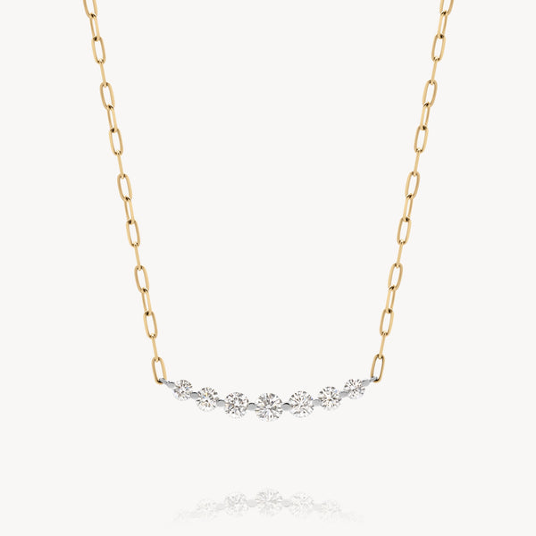 10k Paper Clip Floating Diamond Necklace