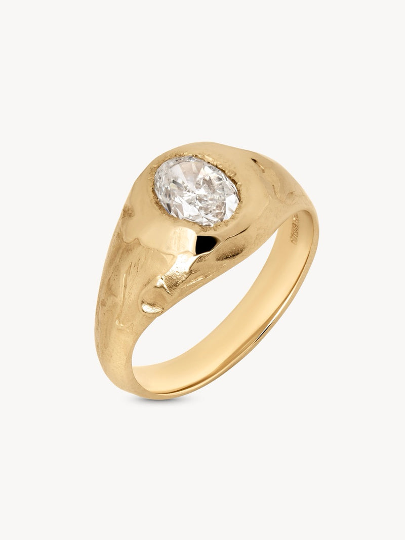 Armach White Diamond Signet Ring