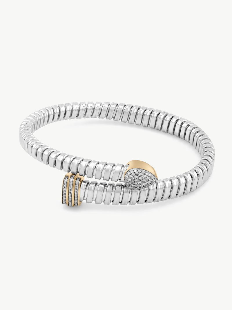 Mixed Metal Diamond Coil Cuff