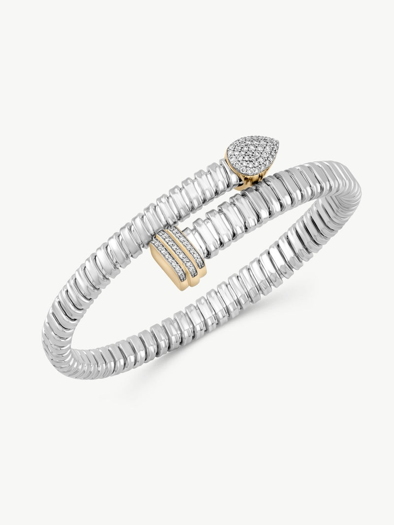 Mixed Metal Diamond Coil Cuff