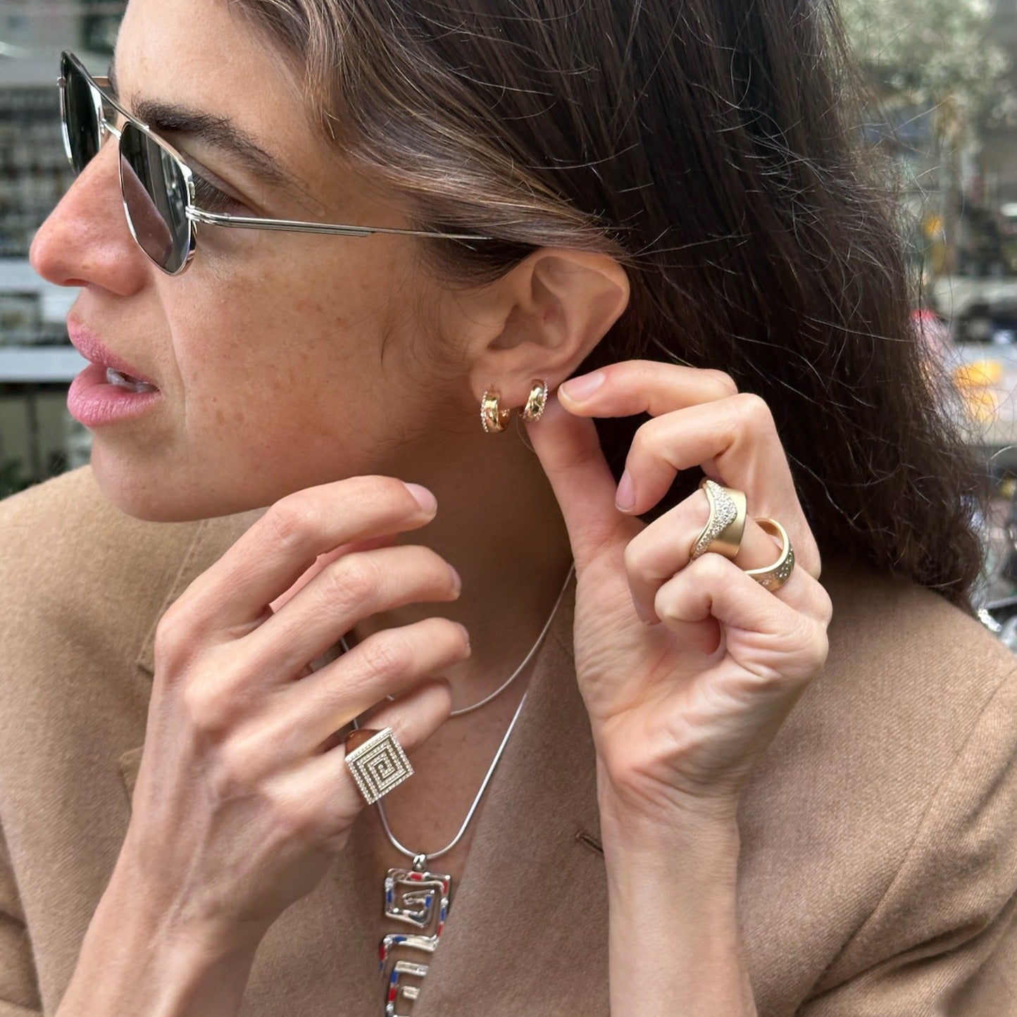 アクセサリー LAYERED RING Campania Ring (Nacre/Rose Gold) | Holzkern