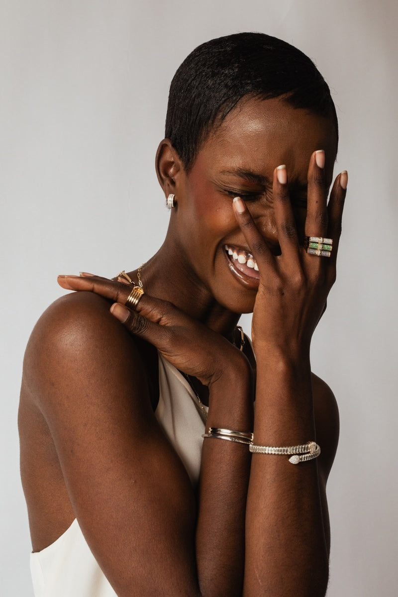 Mixed Metal Diamond Coil Cuff