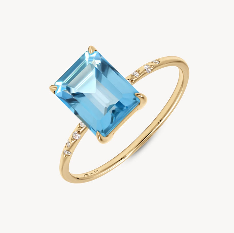 Large Starry Blue Topaz Ring