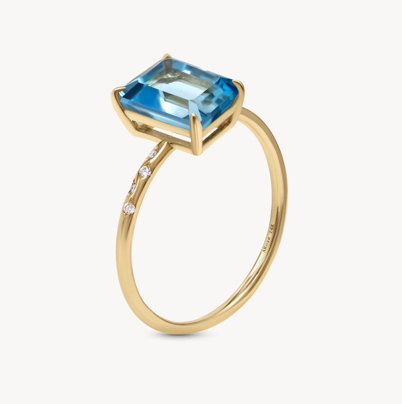 Large Starry Blue Topaz Ring