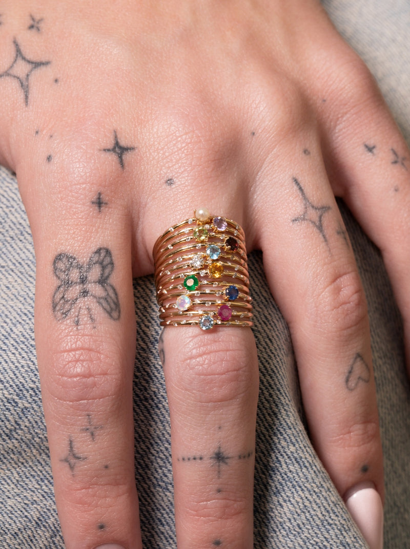 Starry Birthstone Ring