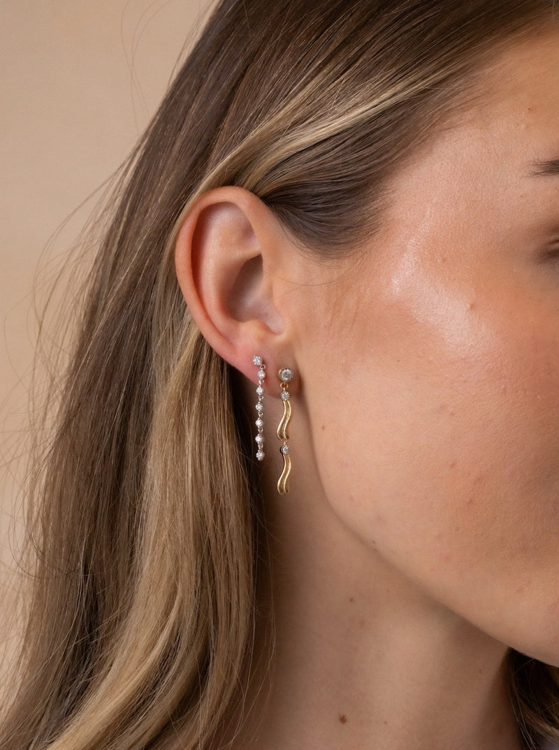 Wavy Diamond Drop Earrings