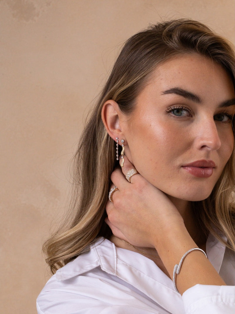 Wavy Diamond Drop Earrings