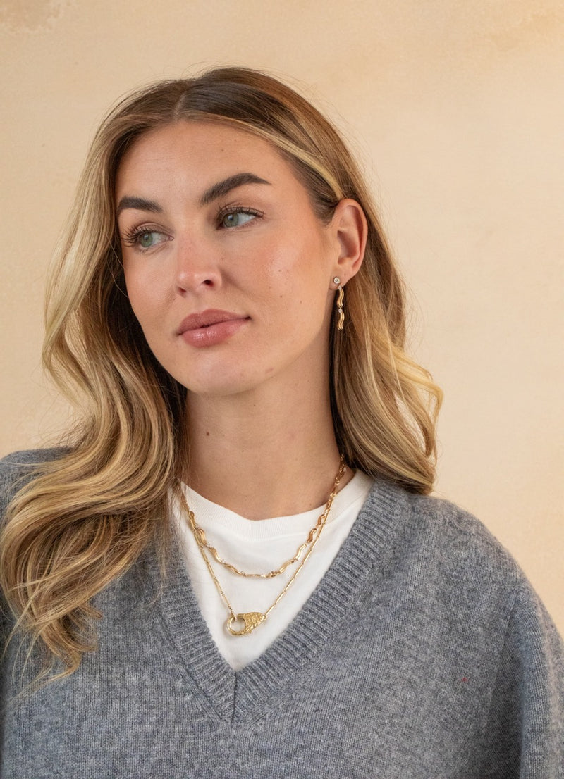 Wavy Diamond Drop Earrings