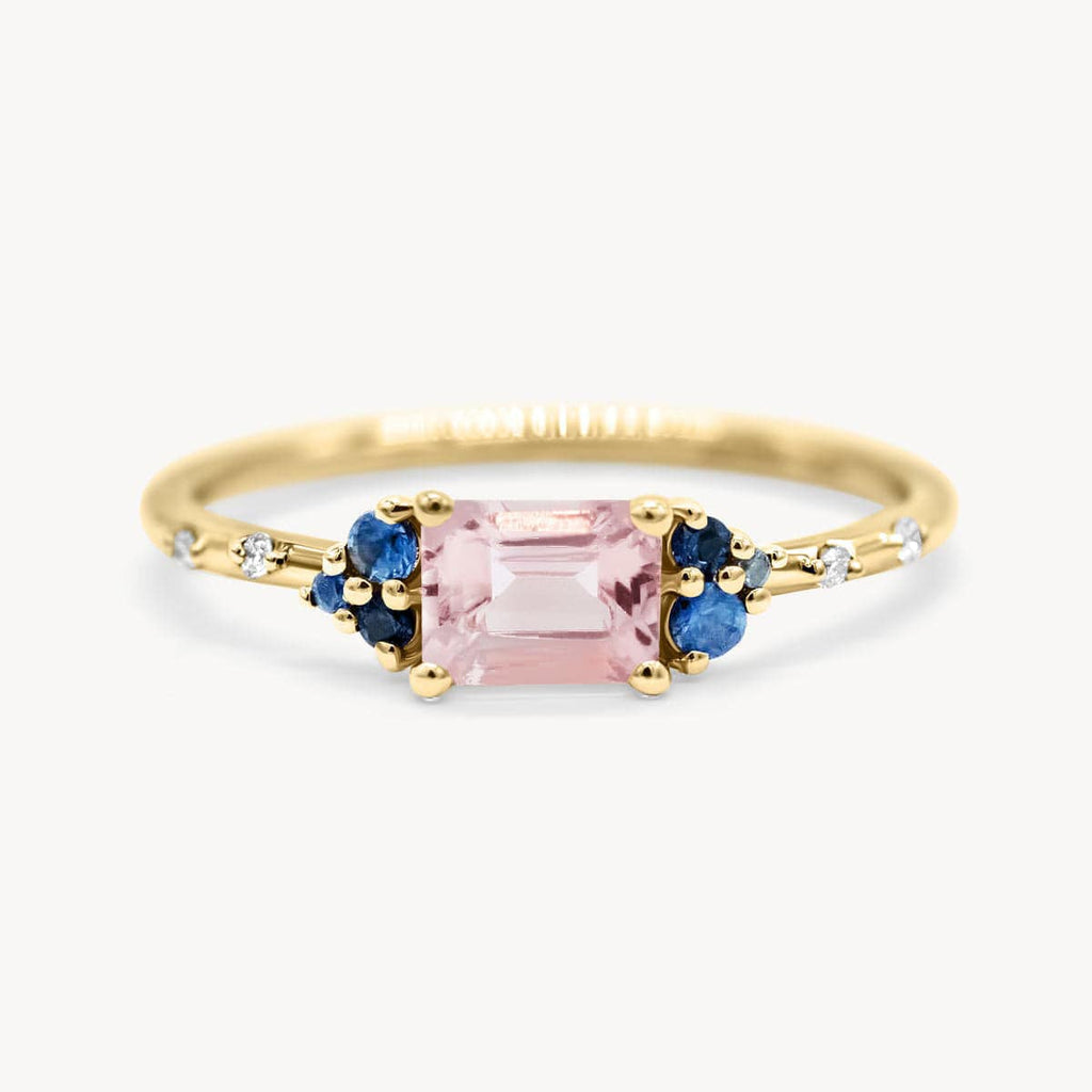 Starry East West Morganite Sapphire Ring
