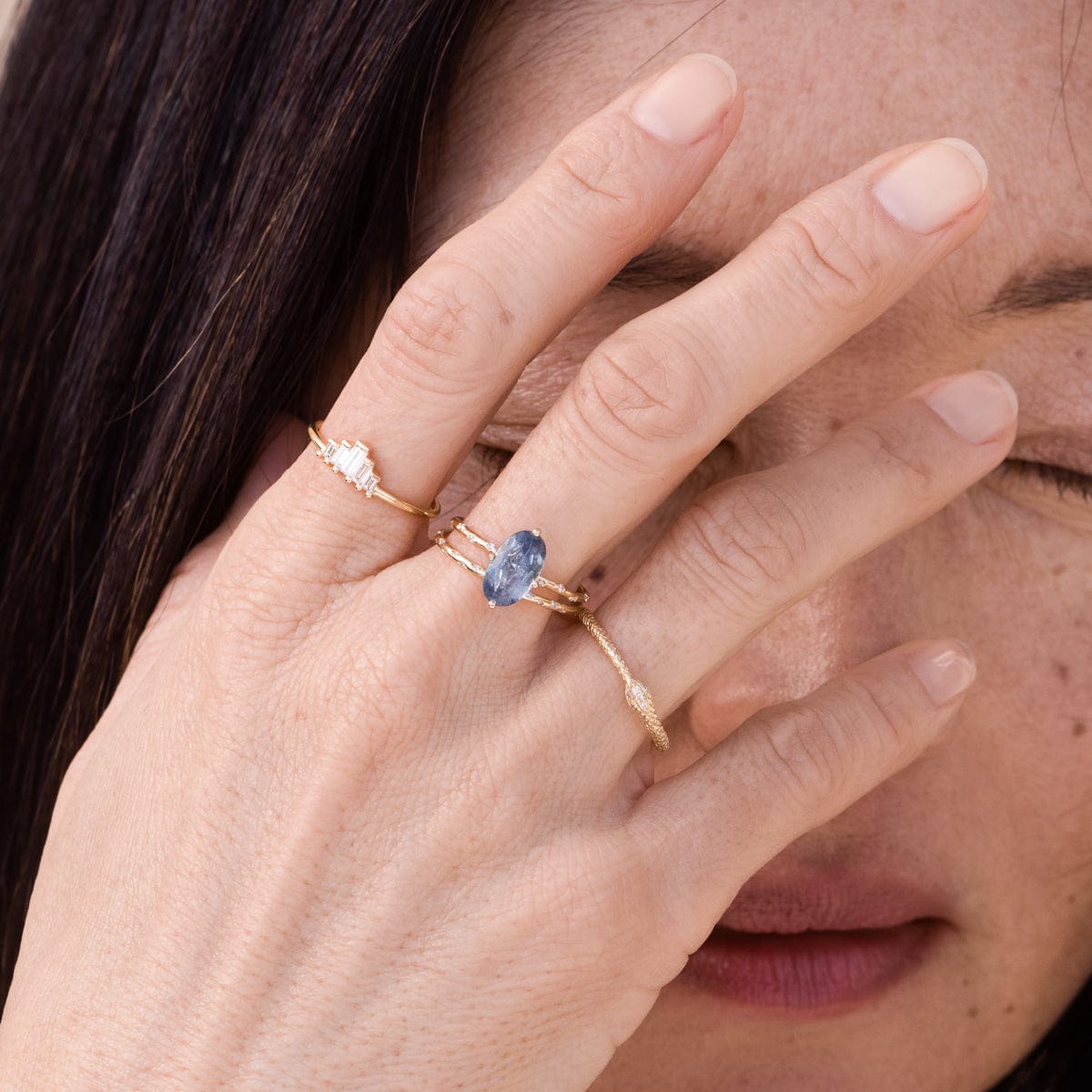 Rose Gold Organic Baguette Diamond Ring