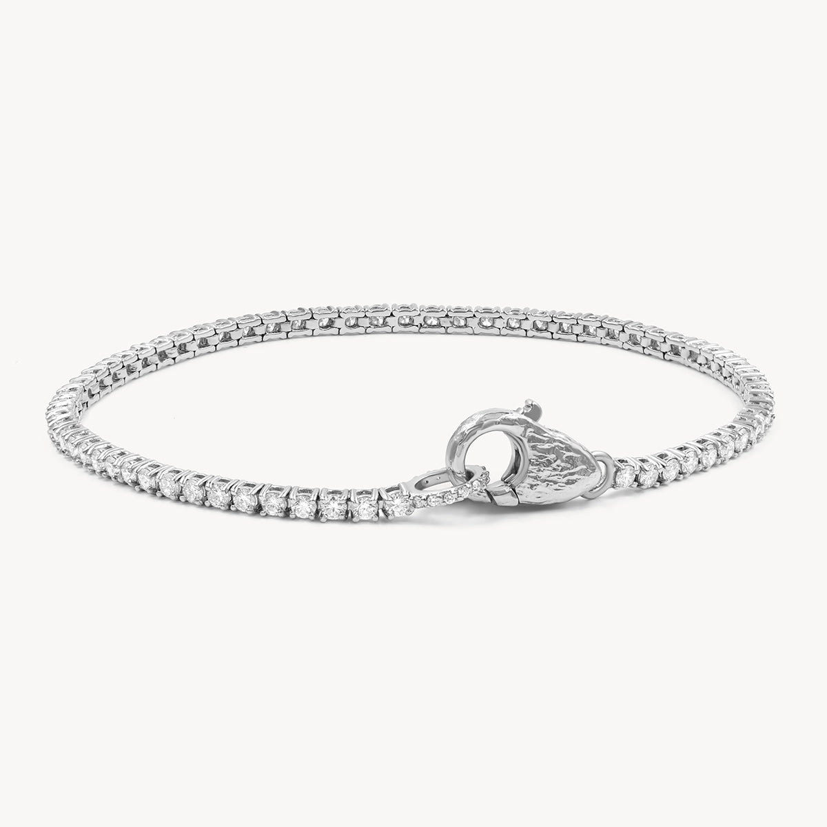 2mm Diamond Lock Tennis Bracelet 14k Solid Gold | Audry Rose