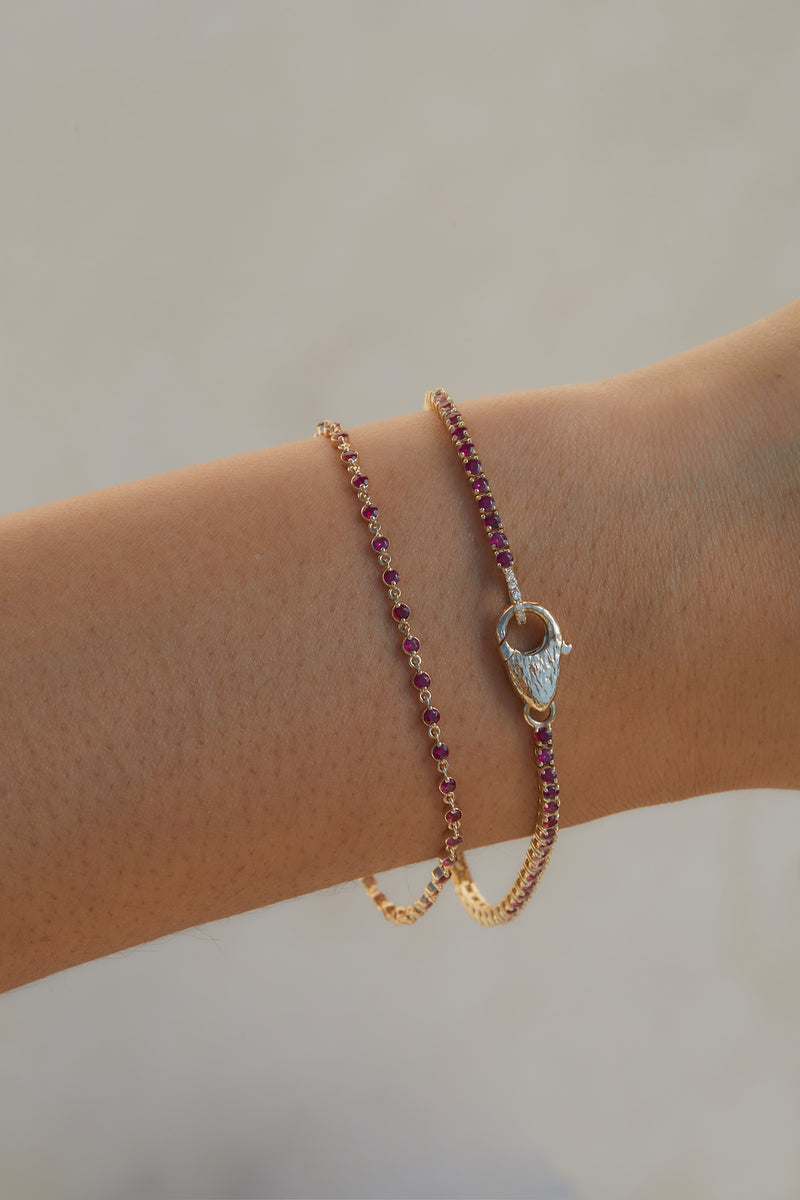 Ruby Tennis Lock Bracelet