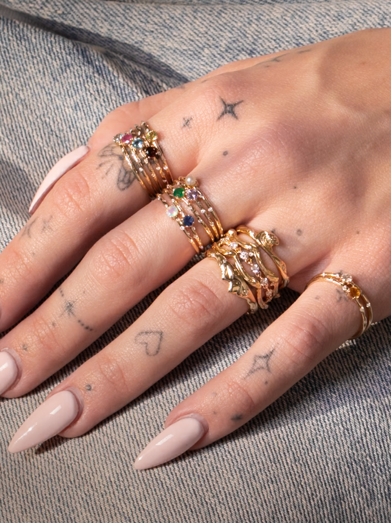 Starry Birthstone Ring