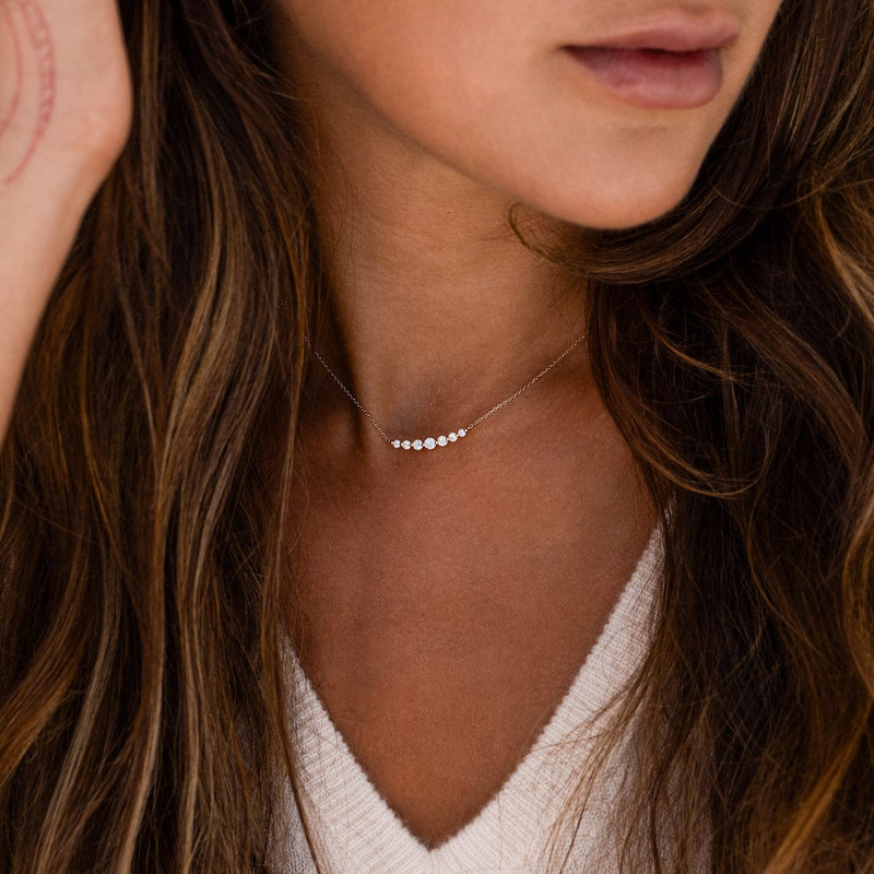 Floating White Diamond Necklace