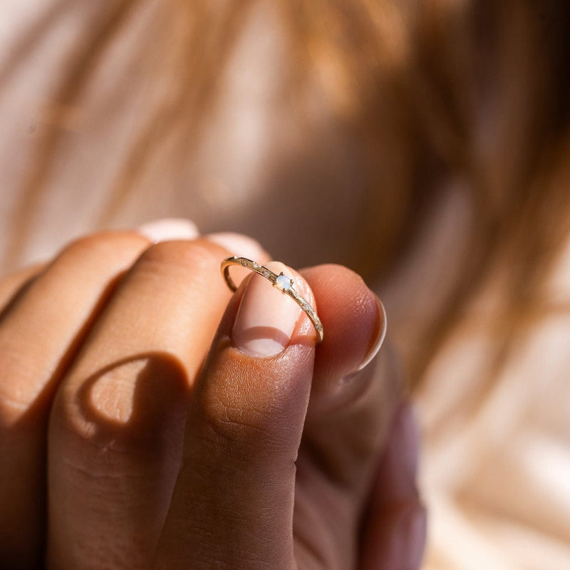 Dainty Starry Birthstone Ring