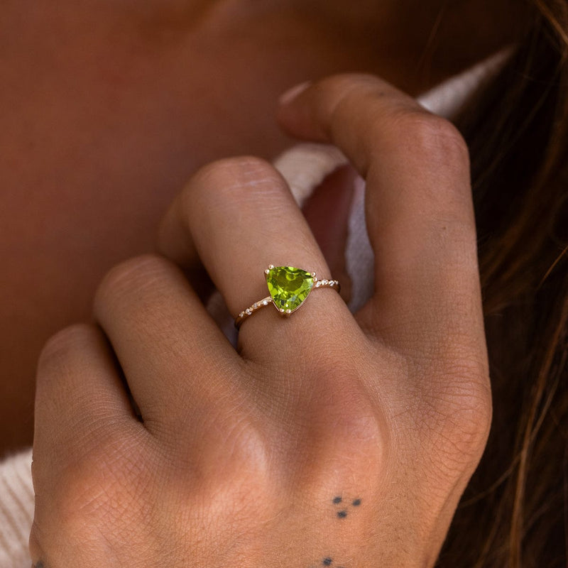 Starry Peridot Trillion Ring