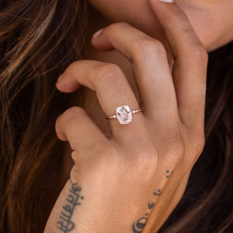 Starry Cushion Morganite Ring