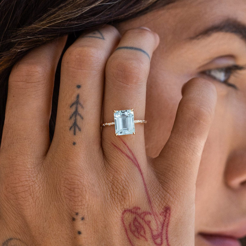 Large Starry Aquamarine Ring