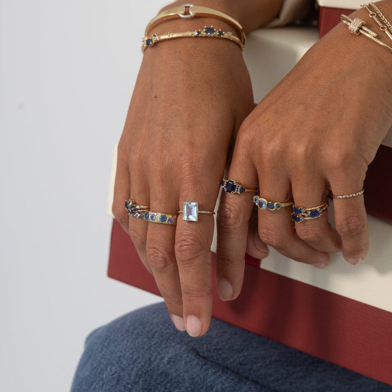 Large Starry Aquamarine Ring