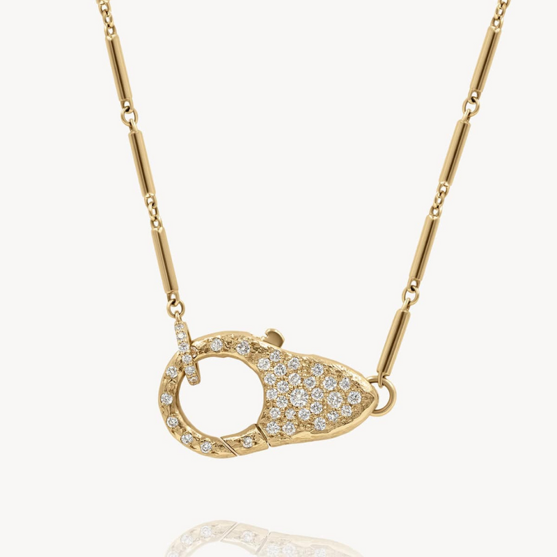 Pave Diamond Lock Necklace