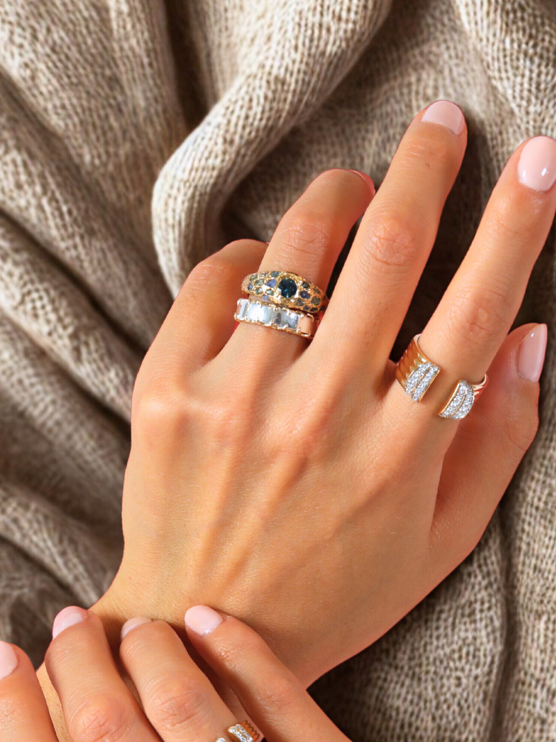 Sapphire Rock Signet Ring