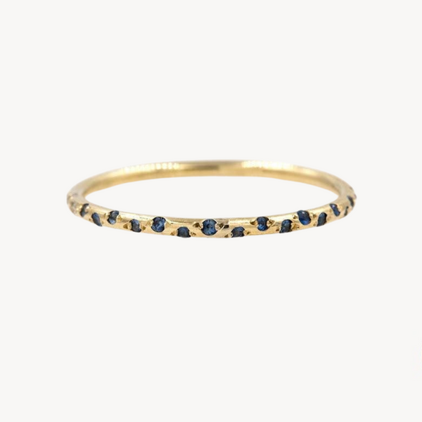 Thin Starry Sapphire Half Eternity Band