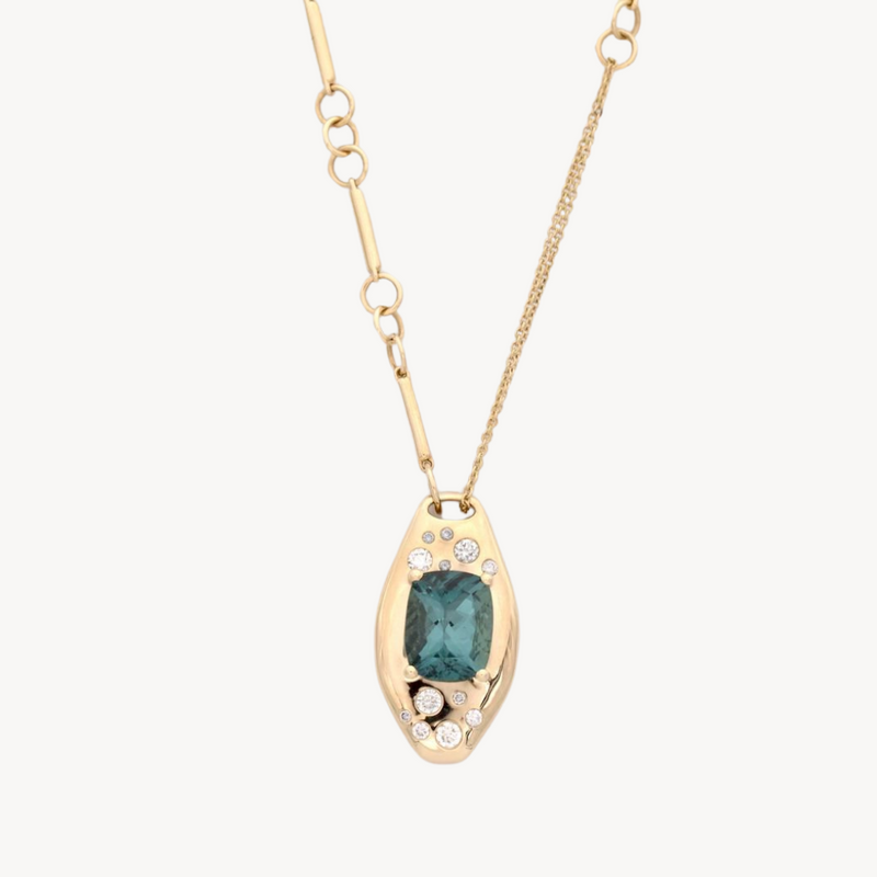 Teal Tourmaline Slipper Necklace - Sample