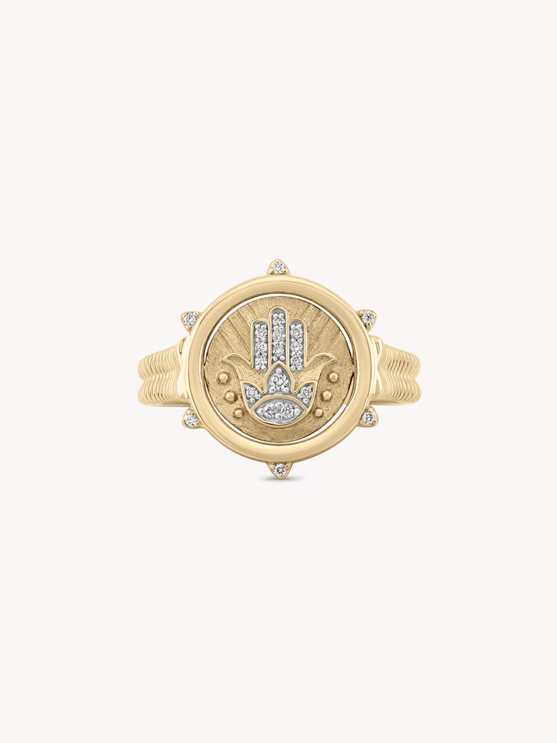 Hamsa and Evil Eye Double Sided Flip Ring