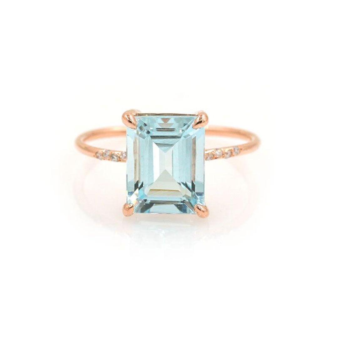 Natural rose cut aquamarine stackable ring, Aquamarine outlets stacking ring