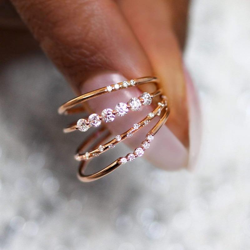 Dainty Diamond Band - Rose Gold