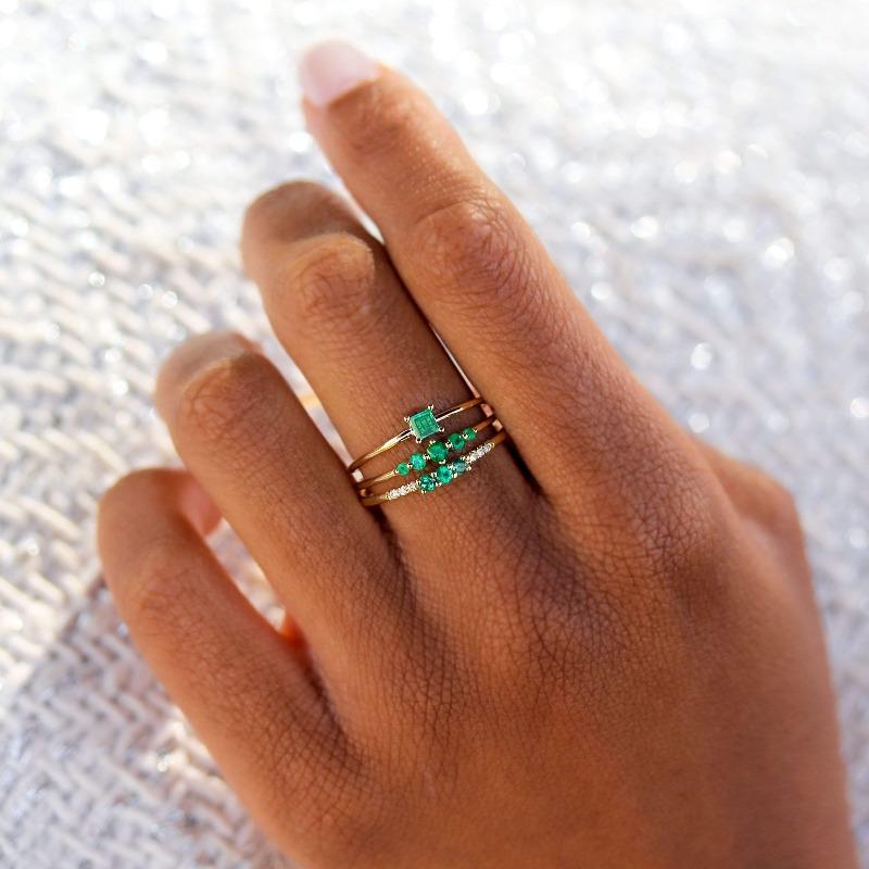 Square Emerald Solitaire Ring