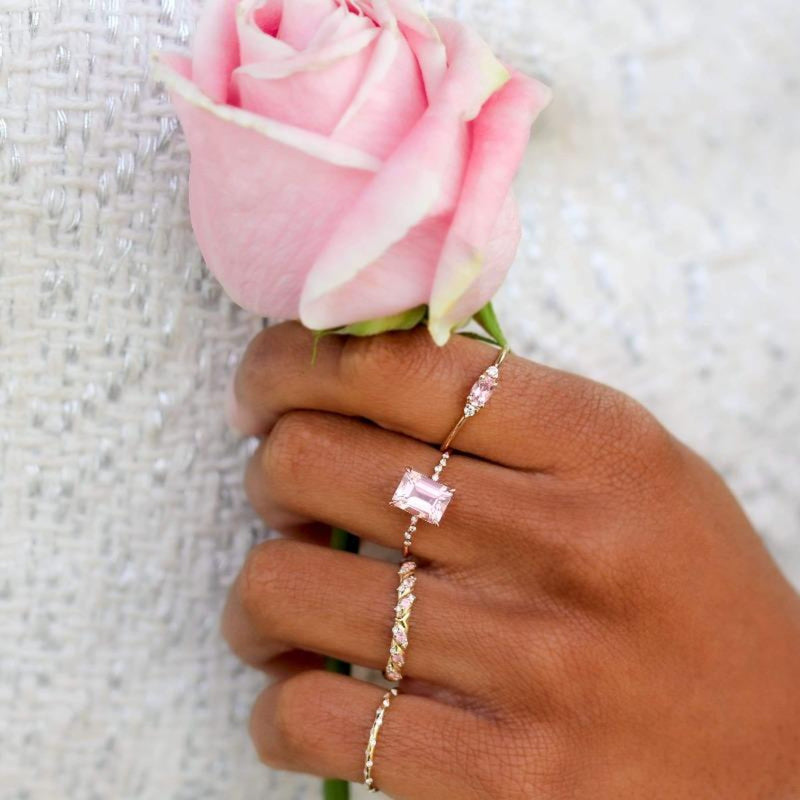 Large Starry Morganite Ring