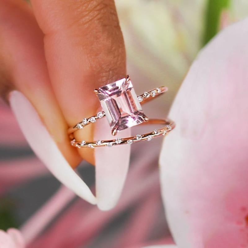 Large Starry Morganite Ring