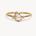 Pearl Diamond Cluster Ring