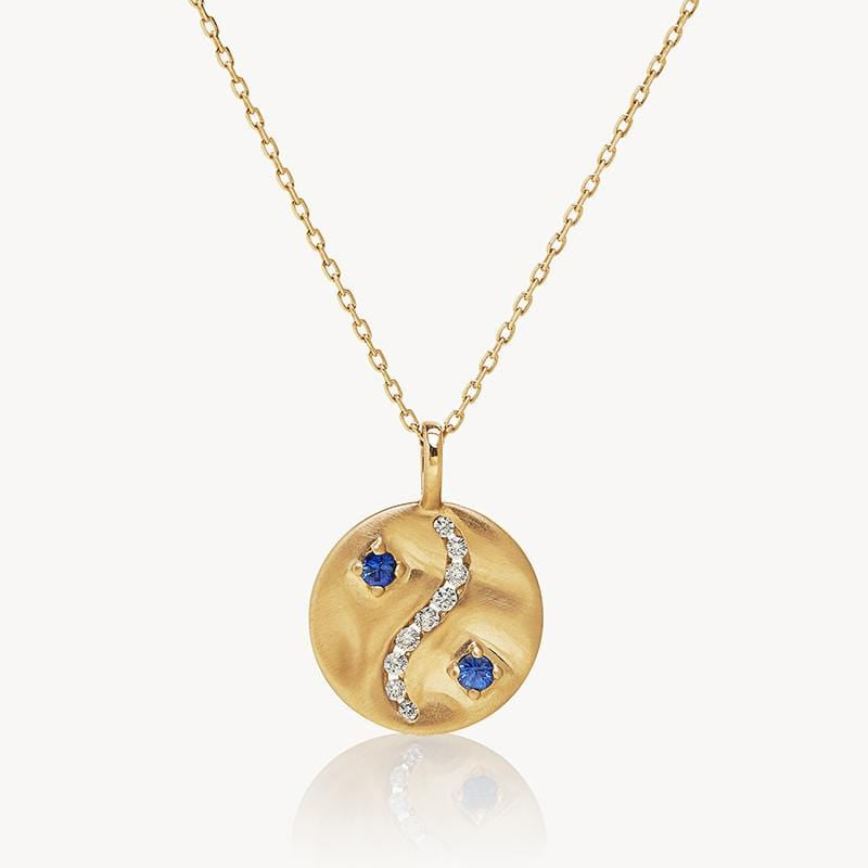 Sapphire Diamond Yin and Yang Necklace