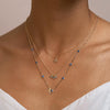 Moon and Star Charm Sapphire Starburst Necklace
