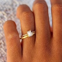 Starry Emerald Cut Diamond Engagement Ring