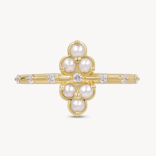 Double Pearl Trinity Diamond Ring