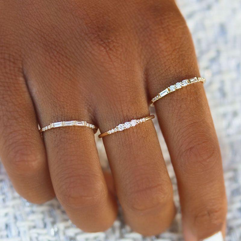 Triple Baguette and Pave Diamond Band - LoveAudryRose.com