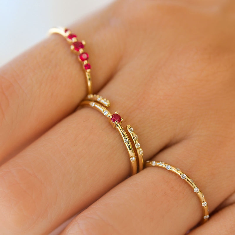 Dainty Starry Birthstone Ring