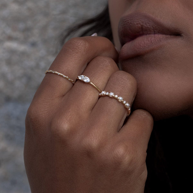 White Sapphire Double Pear Ring