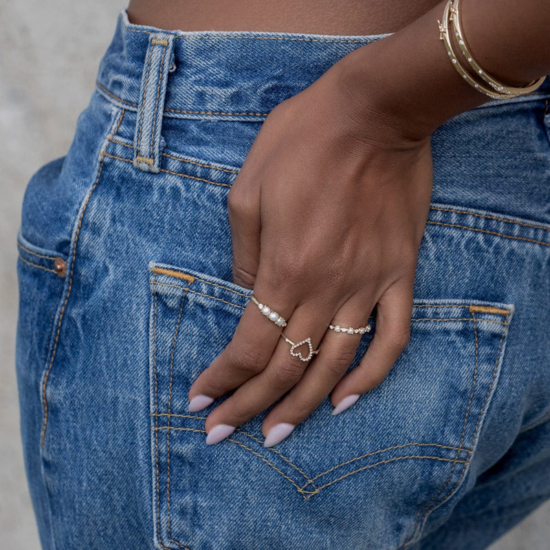 Array of Pearls Diamond Ring