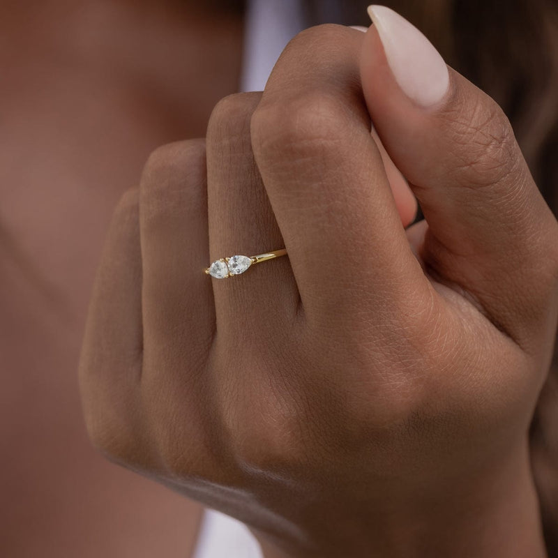 White Sapphire Double Pear Ring