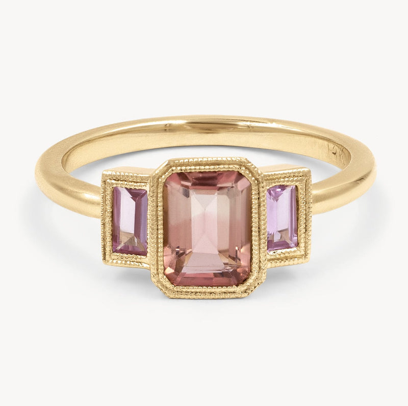 Charlotte Bicolor Tourmaline and Sapphire Ring