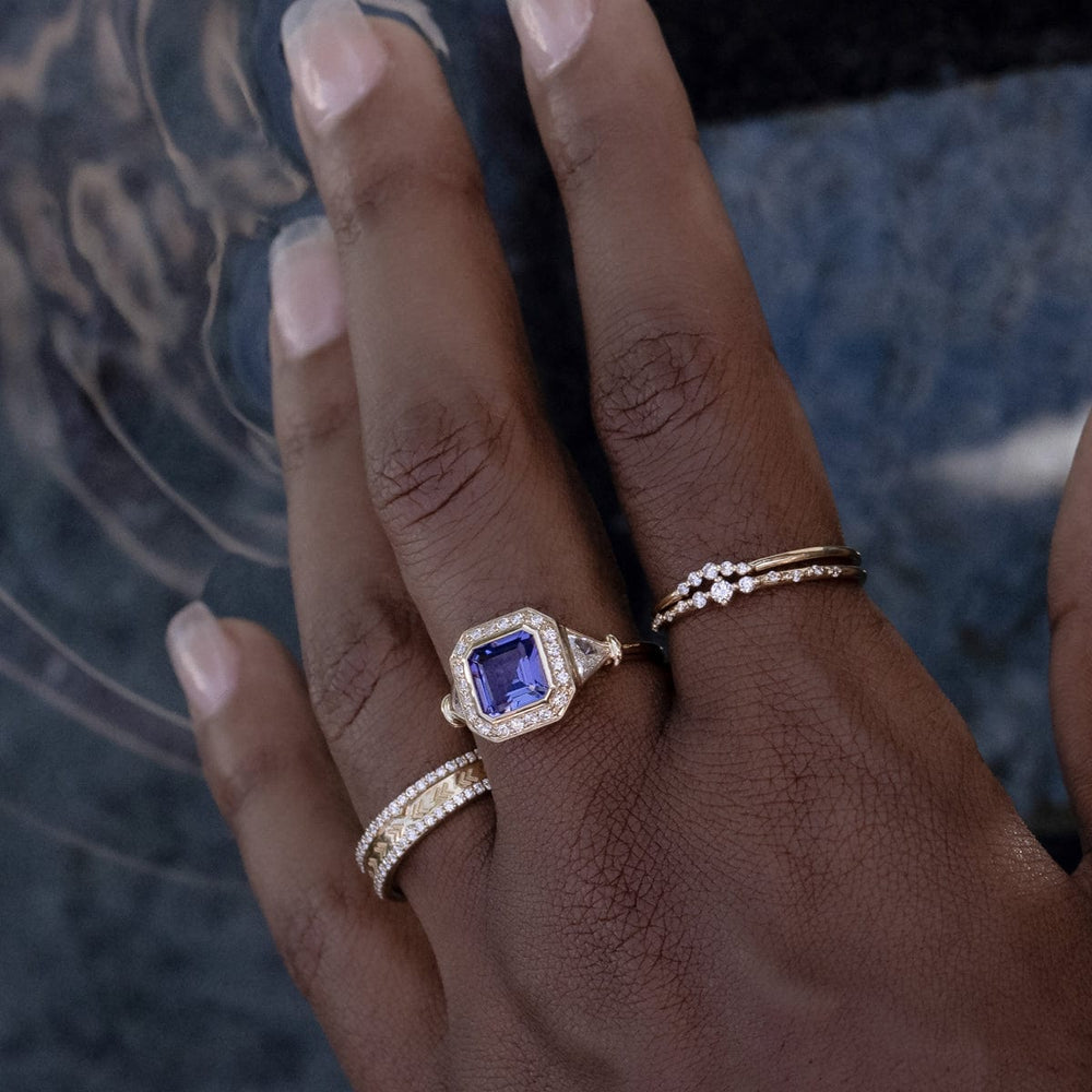 Tanzanite Diamond Encrusted Ring
